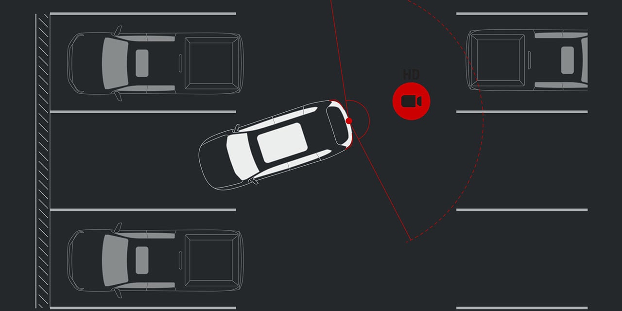 Illustration de la caméra arrière haute définition du GMC Terrain Denali 2026.