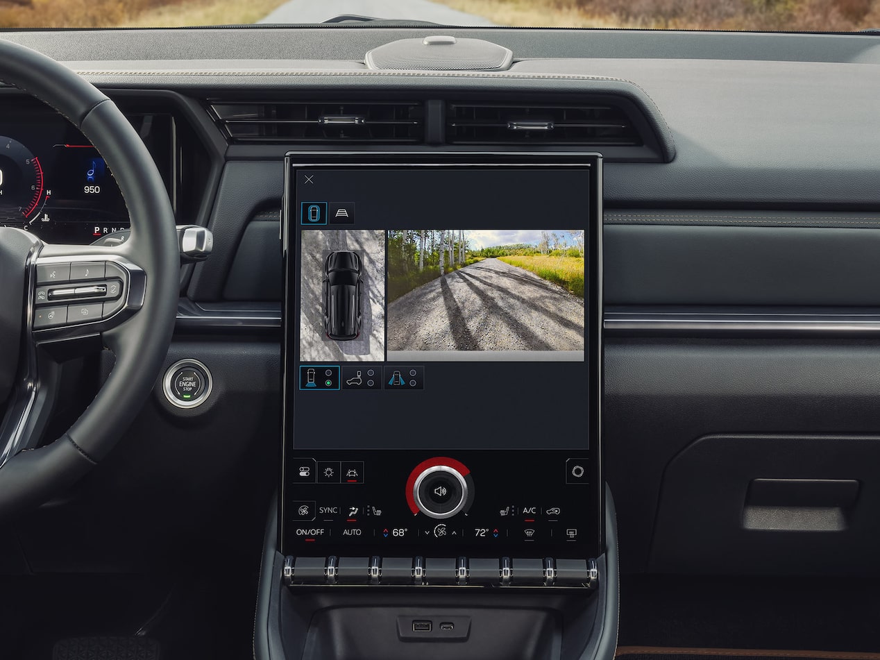 Close up view of the rearview mirror inside the 2026 GMC Terrain.