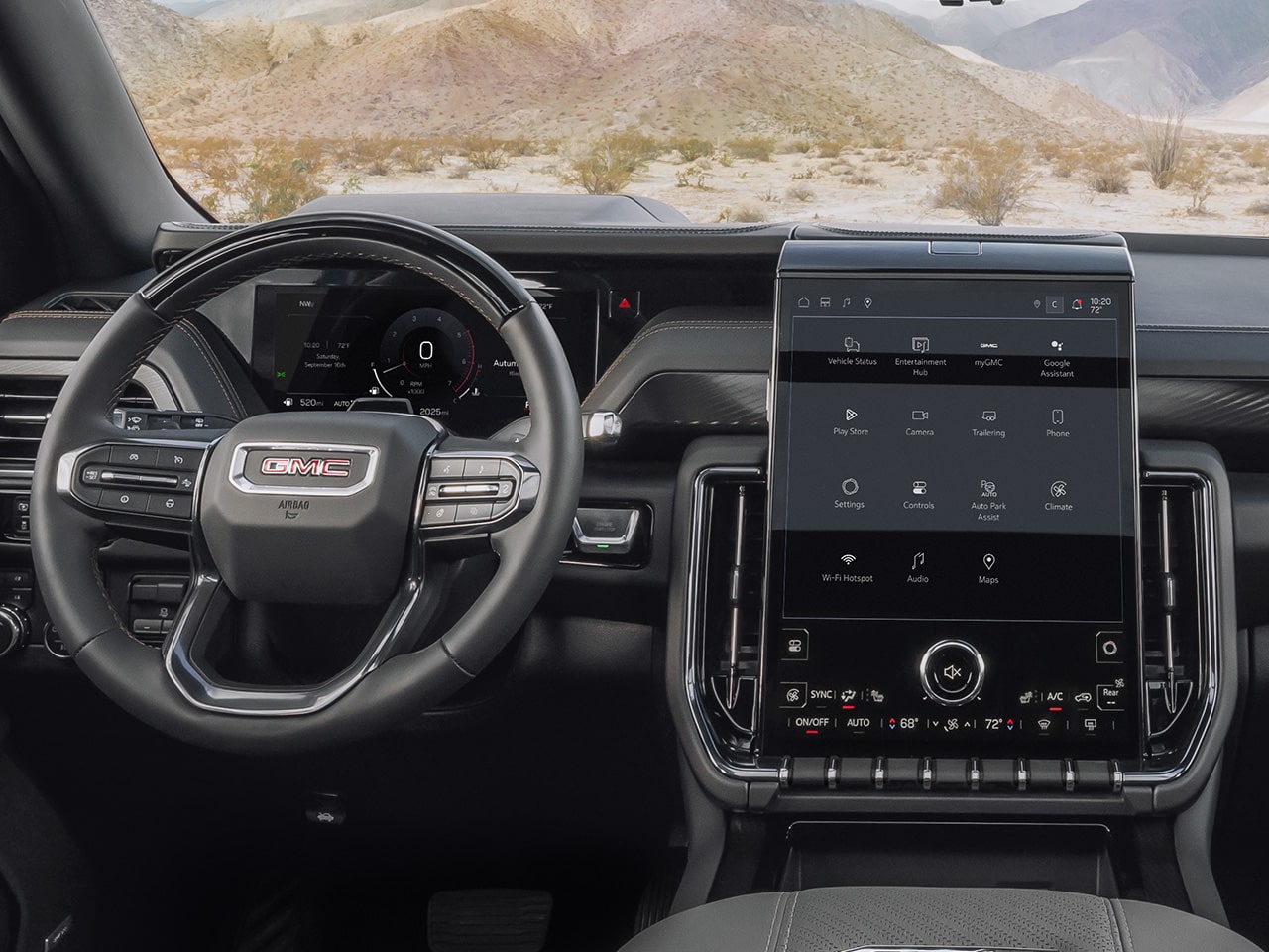 Interior View of the Perforated Leather Surfaces in the 2026 GMC Yukon AT4 Off-Road SUV.