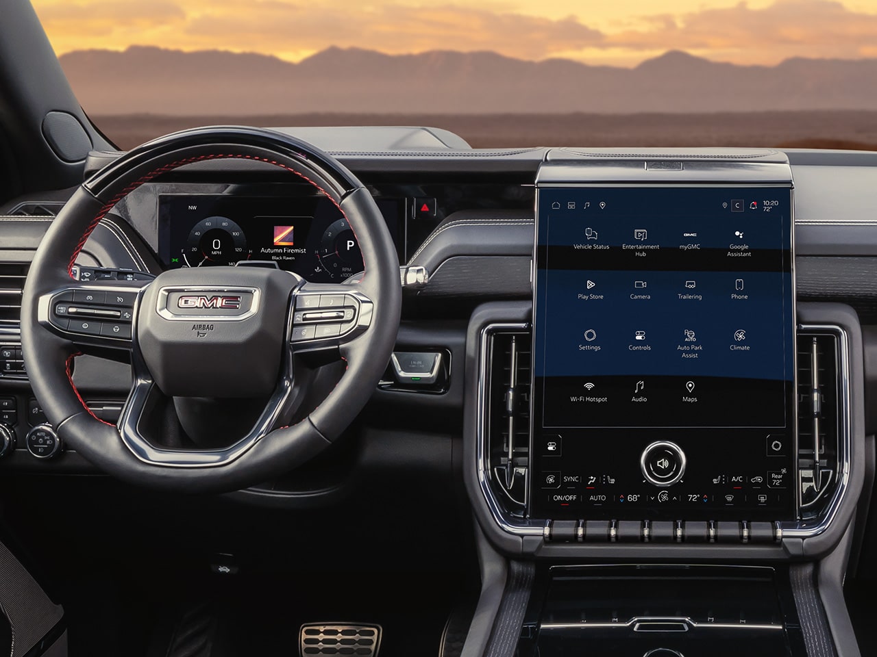 Interior View of the Obsidian Rush Full-Grain Leather in the 2026 GMC Yukon AT4 Ultimate.