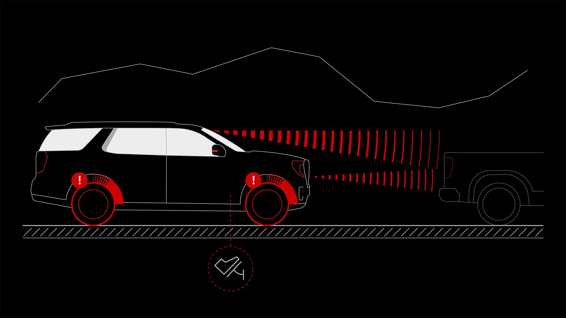 Fonction de sécurité de freinage automatique d’urgence améliorée du VUS GMC Acadia 2027.