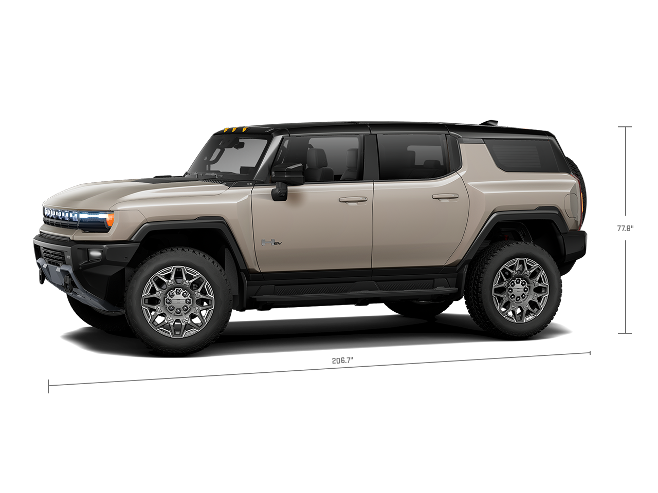 Vue arrière du VUS GMC Hummer EV 2026 stationné seul à l’extérieur.