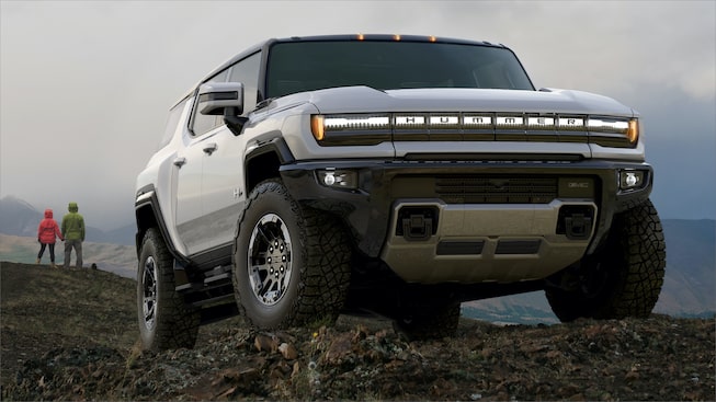 Front exterior view of the Hummer EV SUV.