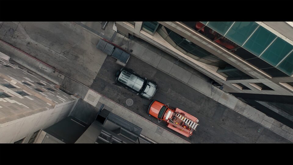 Overhead view of the Hummer EV off-roading.