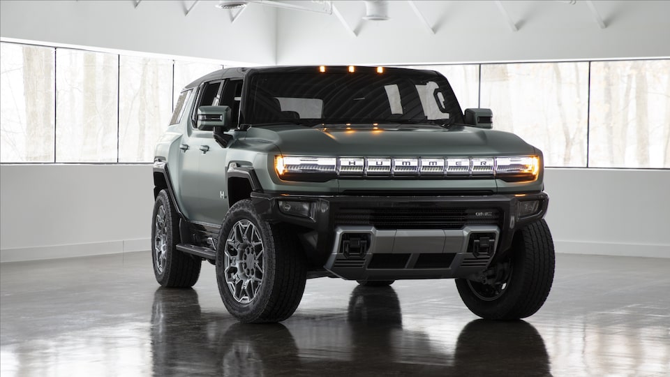 GMC Hummer SUV inside a building.