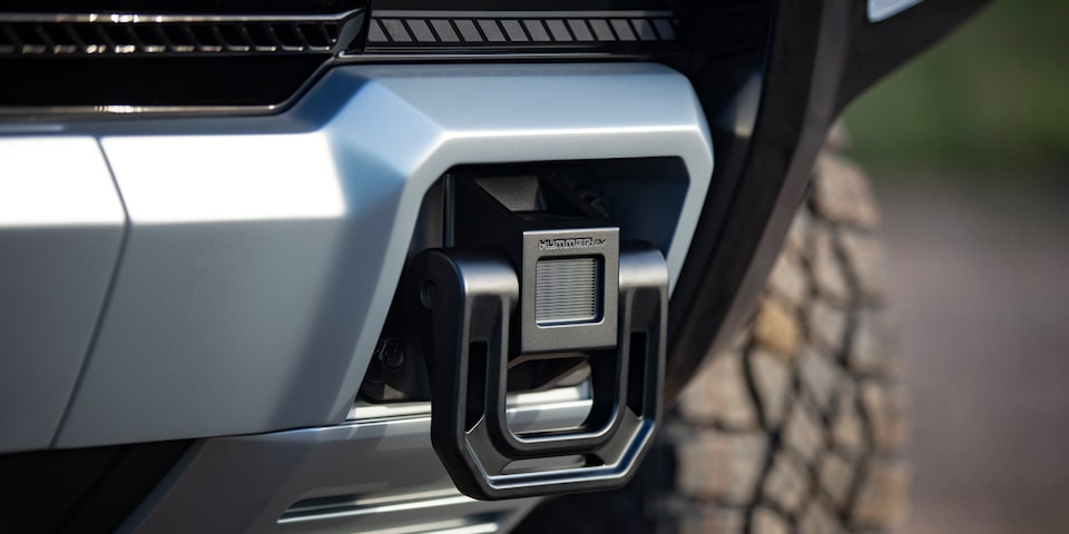 Front Recovery Hooks of the GMC Hummer EV.