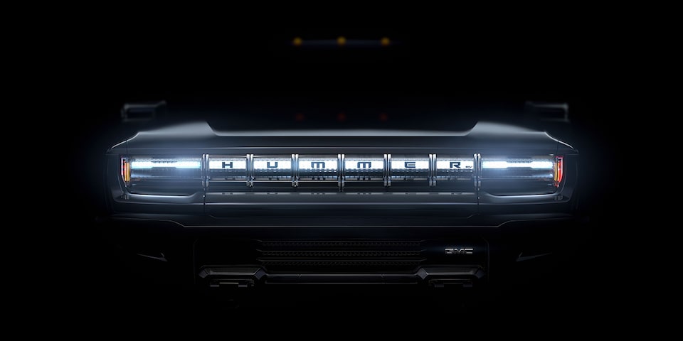The grille of the GMC Hummer EV.