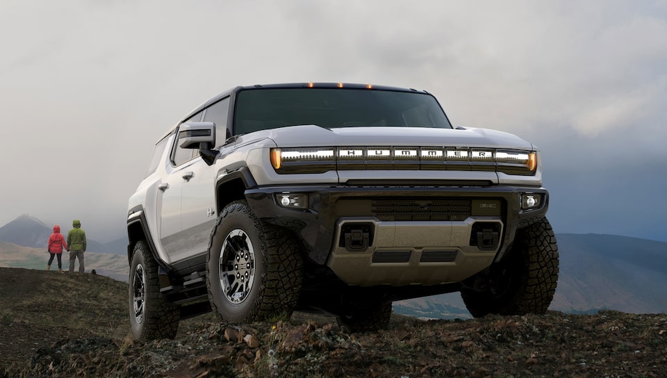 Showing the protective chassis of the GMC Hummer EV.