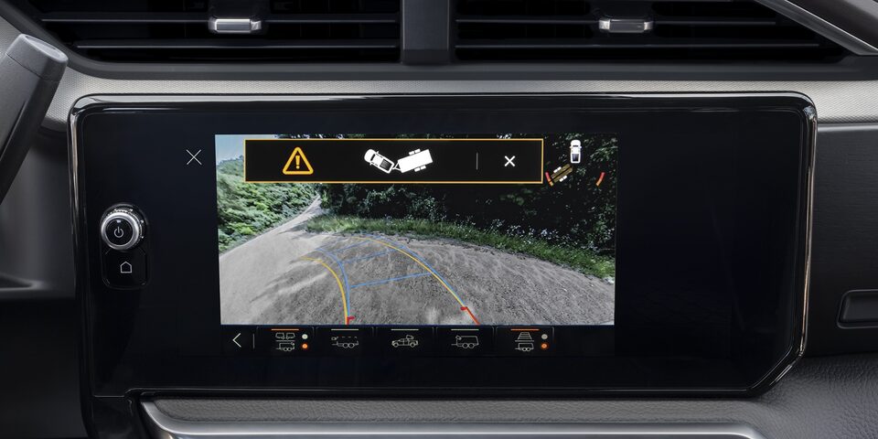 Rear trailer view of the 2024 GMC Sierra HD camera system.