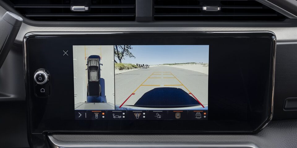 Front camera view of the 2024 GMC Sierra HD camera system.
