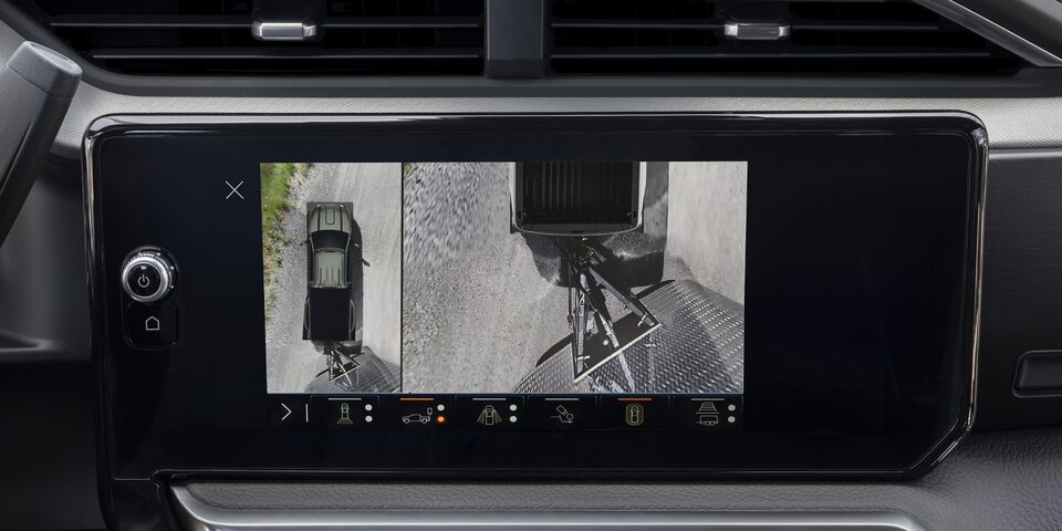 Rear top-down view of the 2024 GMC Sierra HD camera system.