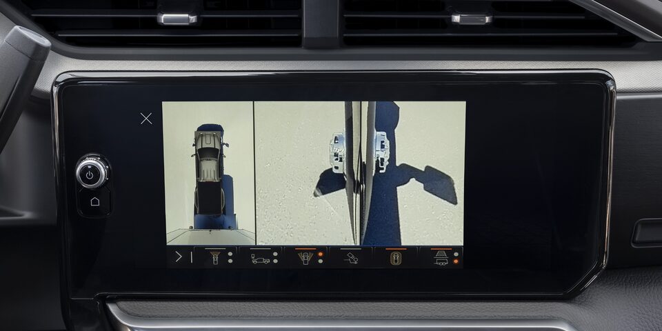 Front side view of the 2024 GMC Sierra HD camera system.