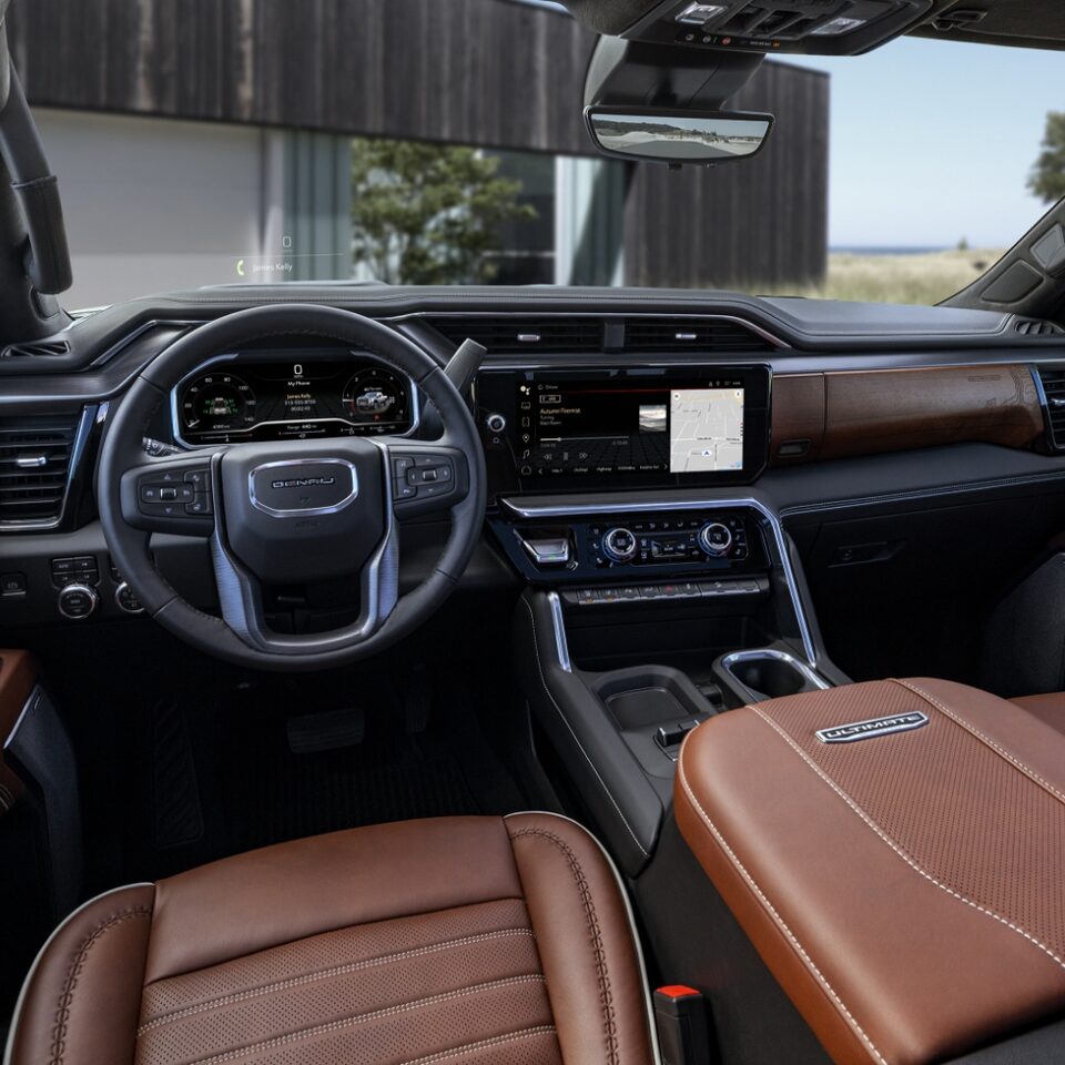 Front interior of the 2024 Sierra HD Denali Ultimate.