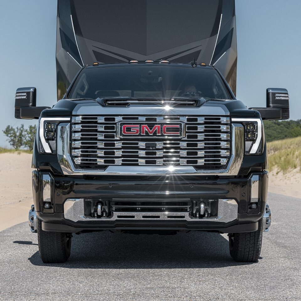2024 GMC Sierra HD while towing a trailer.