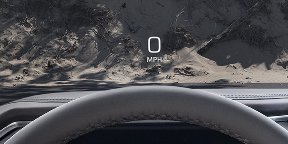 Heads-up display of the 2024 GMC Sierra HD dashboard.