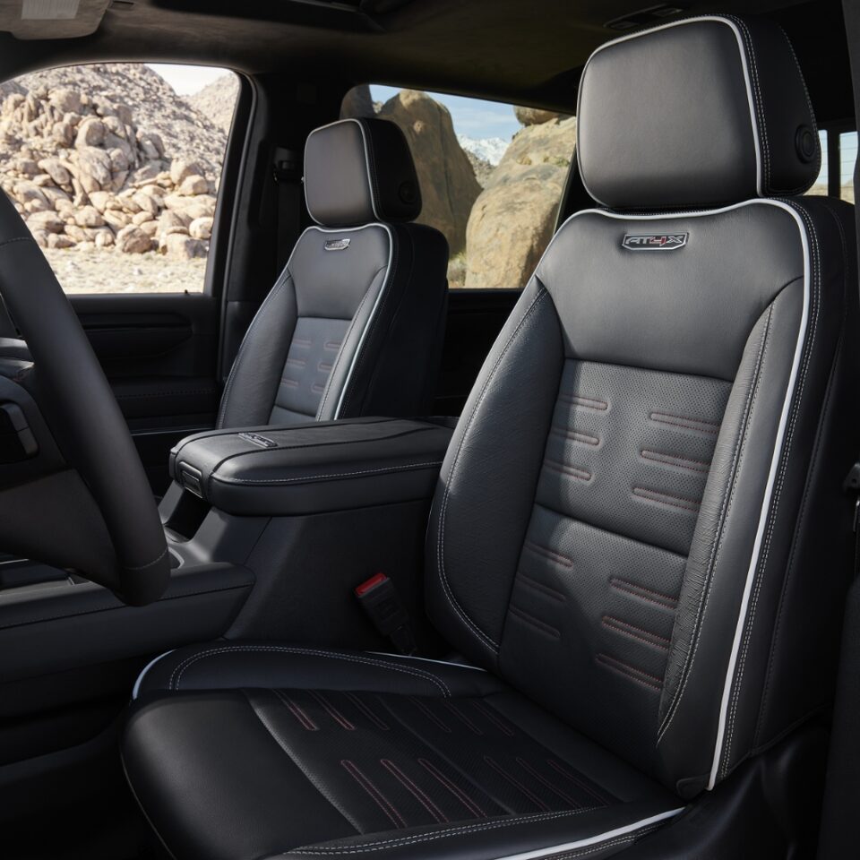 The 2024 Sierra HD AT4X interior seating.