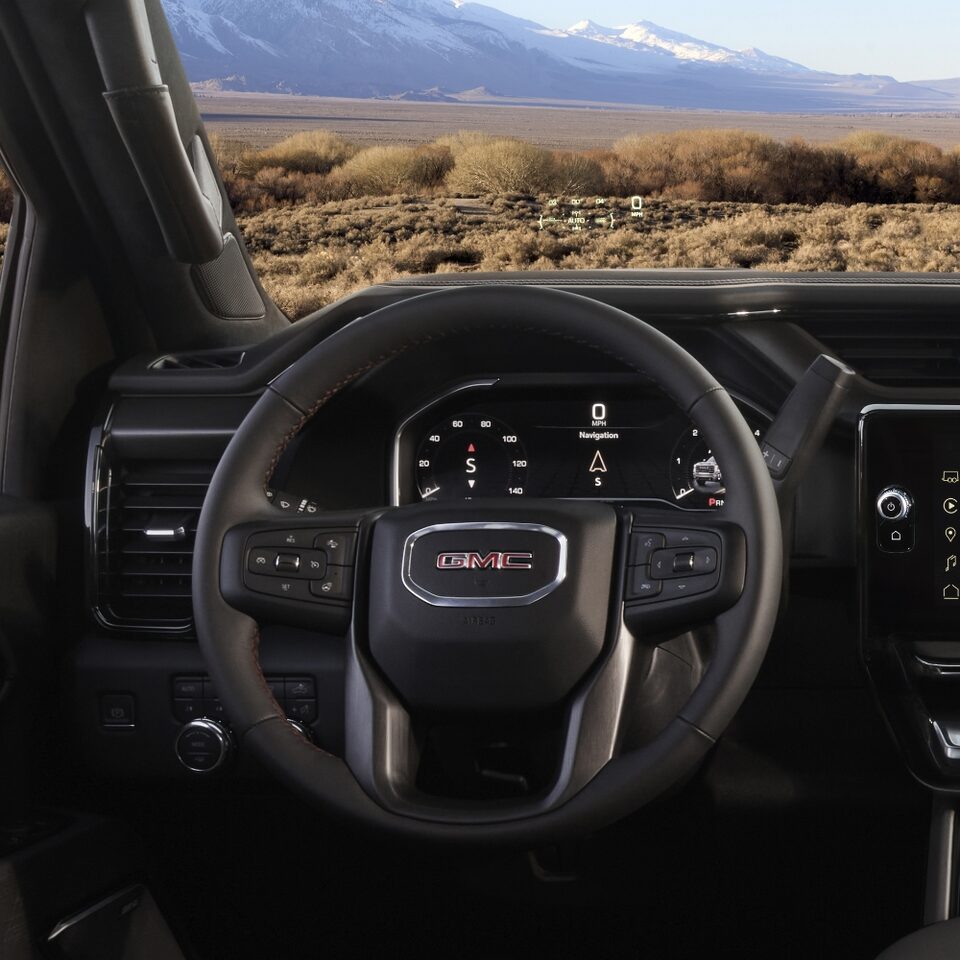 2024 GMC Sierra HD AT4X steering wheel.