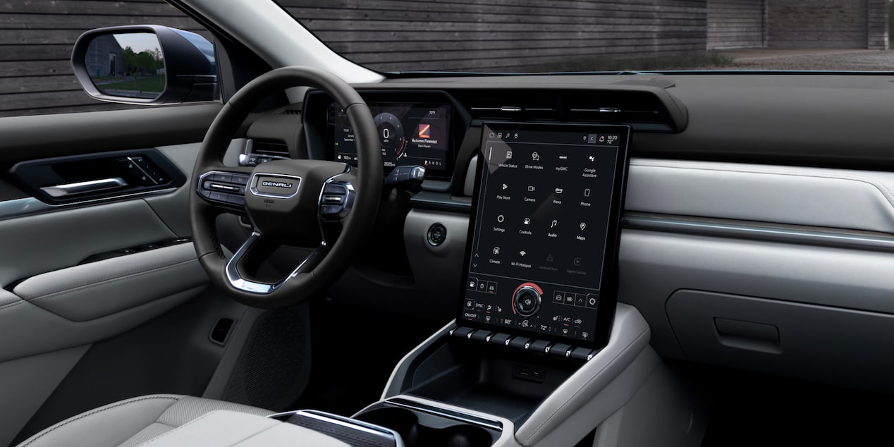 Front passenger's view of the interiors on the 2025 GMC Terrain.