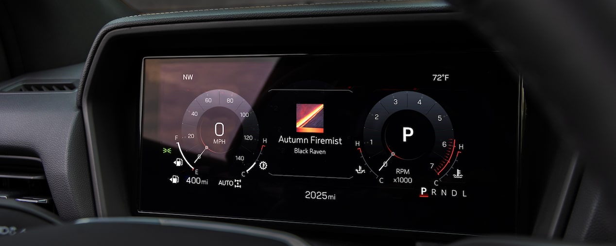 Close up view of the infotainment screen on the 2025 GMC Terrain.