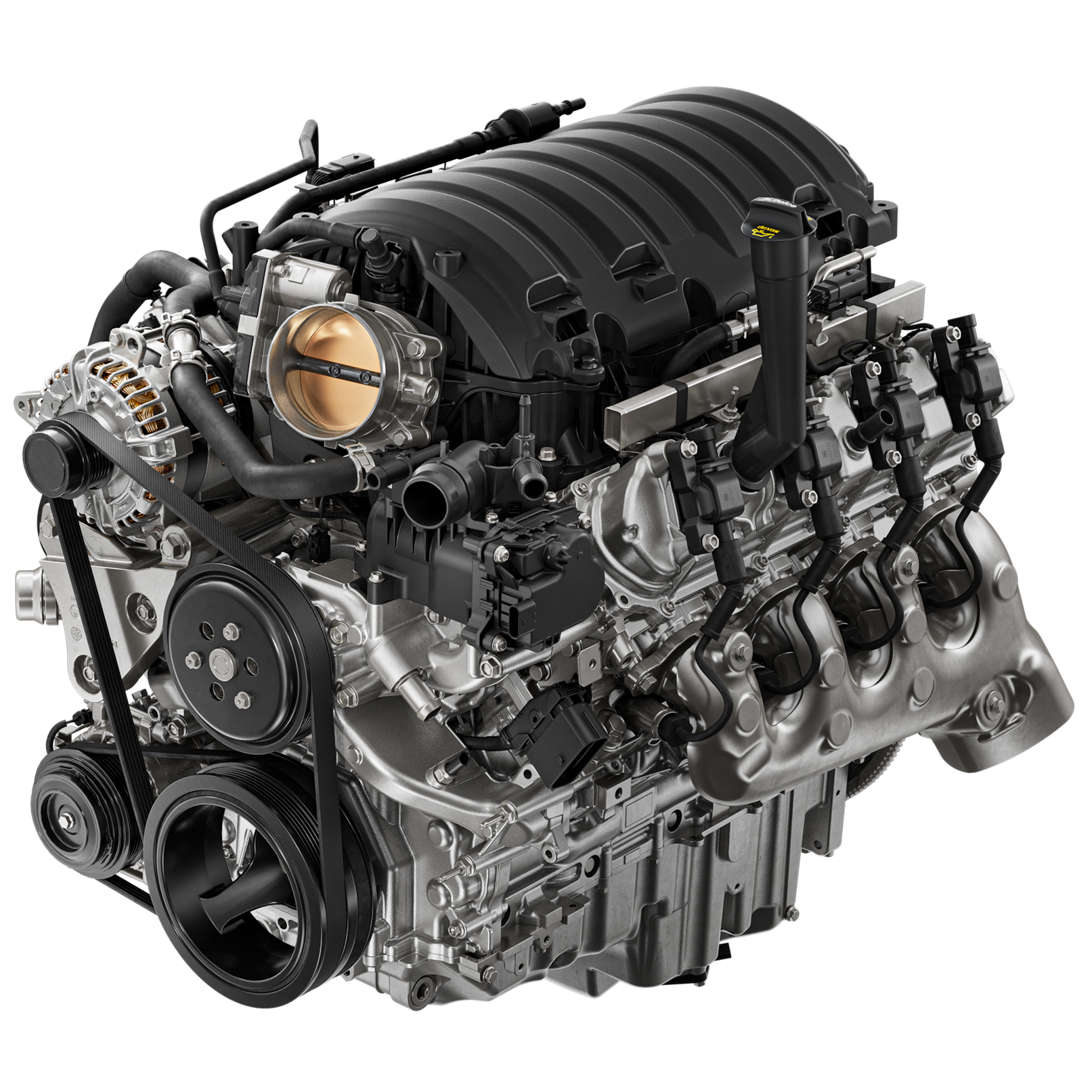 Vue rapprochée du nouveau moteur V8 de 6,6 L équipant de la prochaine génération GMC Sierra 1500 2027.