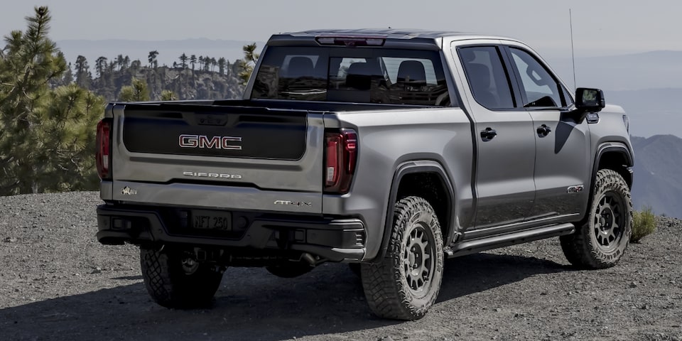 Rear side view of the GMC Sierra AT4X AEV Edition.