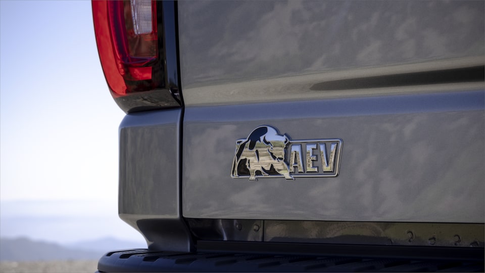 2023 GMC Sierra AT4X AEV Edition exclusive AEV badge.