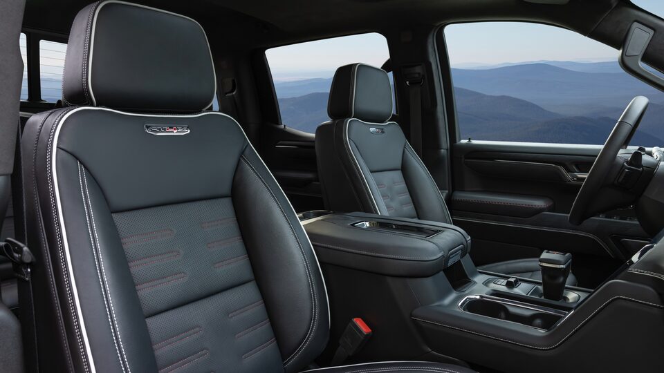 2022 GMC Sierra AT4X full-grain leather seating.