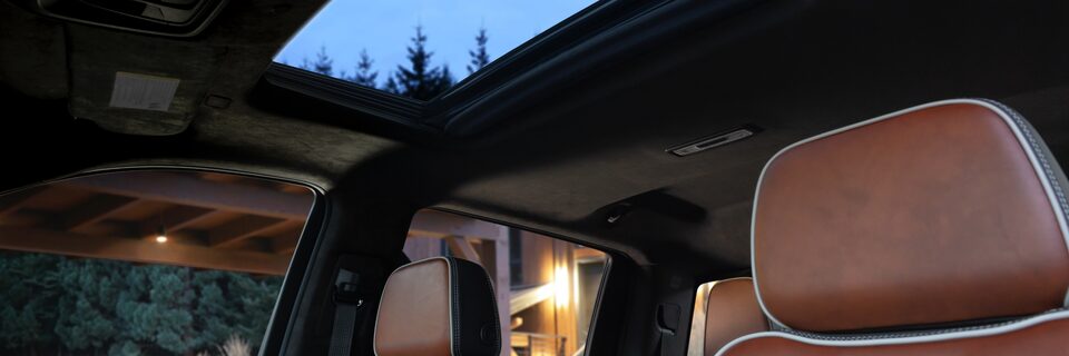 2022 GMC Sierra Denali Premium sueded headliner, sun visors and pillars.