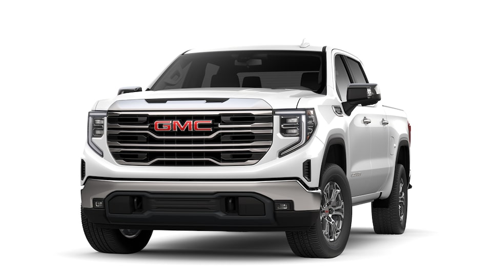2022 Sierra 1500 SLT Short Bed Crew Cab in White.