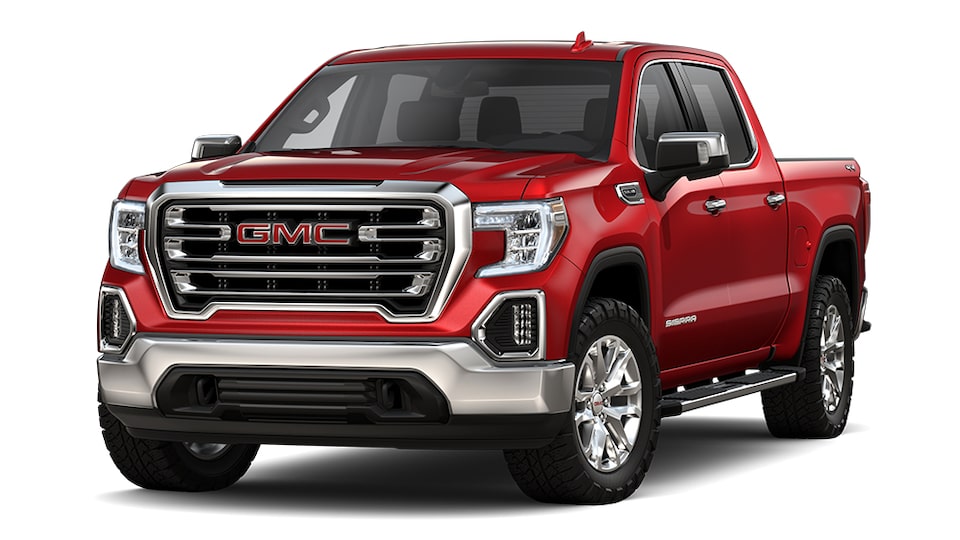 Sierra 1500 SLT 2022 en teinte rouge Cayenne.
