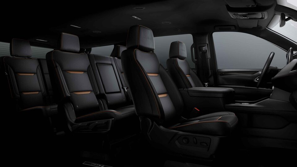 2021 GMC Yukon AT4 interior leather seating.