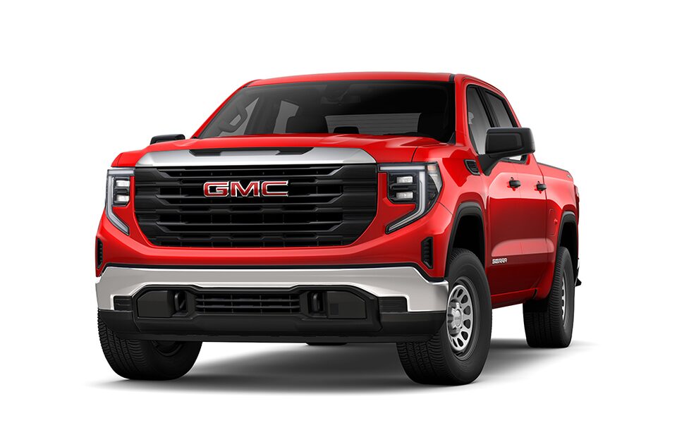 2023 Sierra 1500 Pro Short Bed Crew Cab in Cardinal Red.