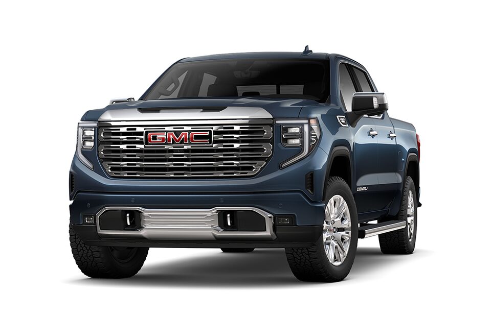2023 Sierra 1500 Denali Short Bed Crew Cab in Pacific Blue Metallic.