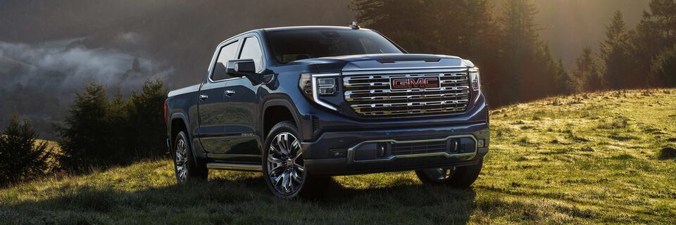 GMC Sierra 1500 Denali 2023 sur l’herbe.