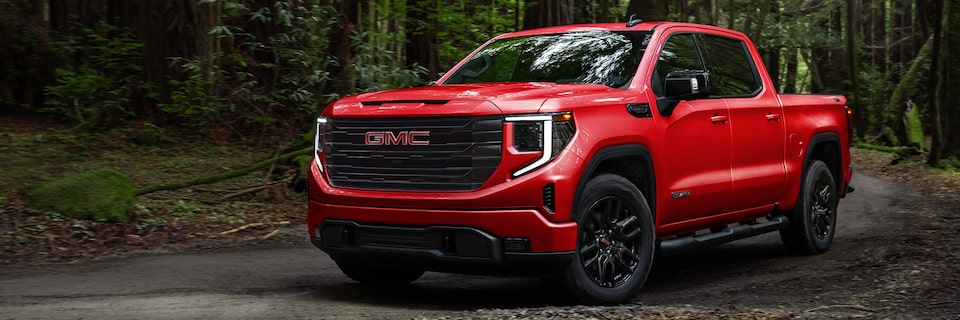 GMC Sierra 1500 Élévation 2023 en forêt.
