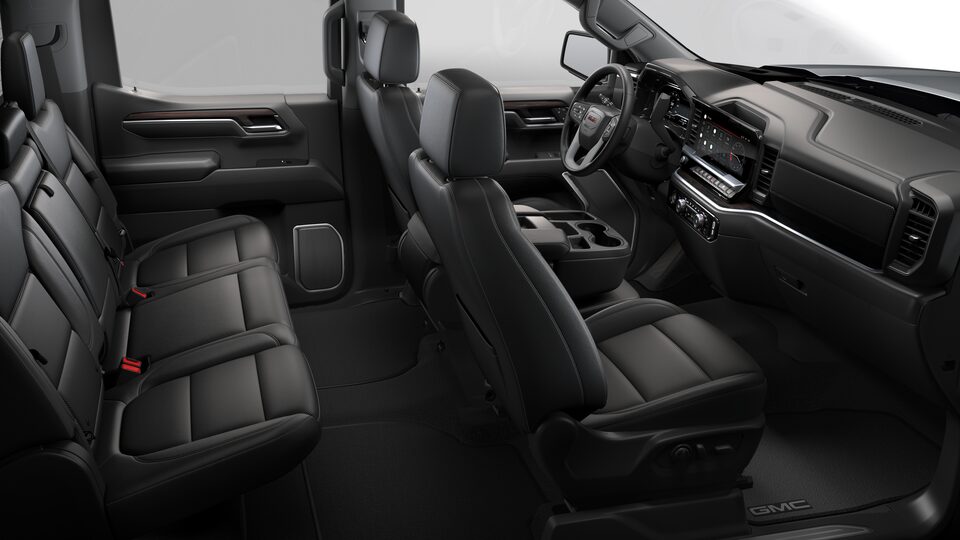 Intérieur du GMC Sierra 1500 2023 en noir jais.