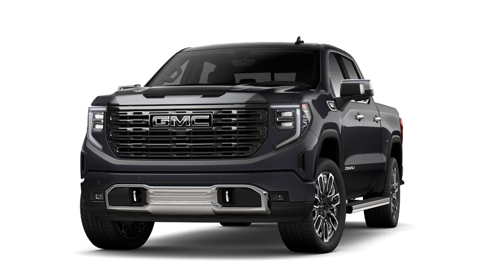 Sierra 1500 Denali Ultimate 2023 à caisse courte et cabine multiplace en titanium rush métallisé.