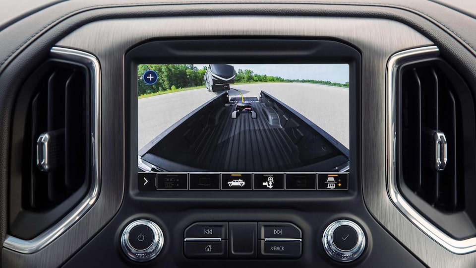 2023 Sierra HD trailering camera: bed camera opened.