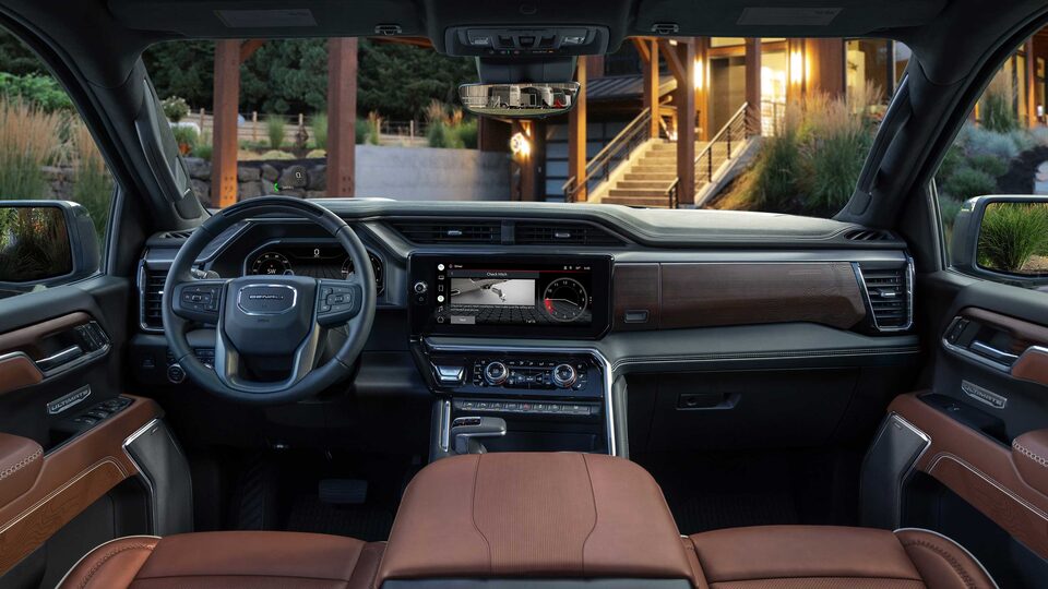Interior of the 2023 GMC Sierra 1500 Denali Ultimate.