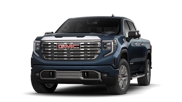 GMC Sierra Denali 2023 en bleu pacifique métallisé.