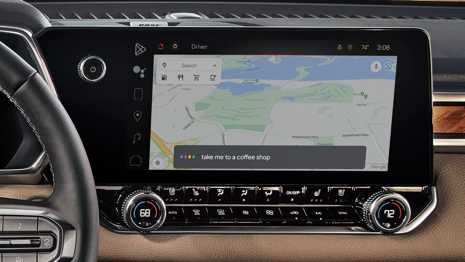 2023 Canyon infotainment system featuring Google Maps.