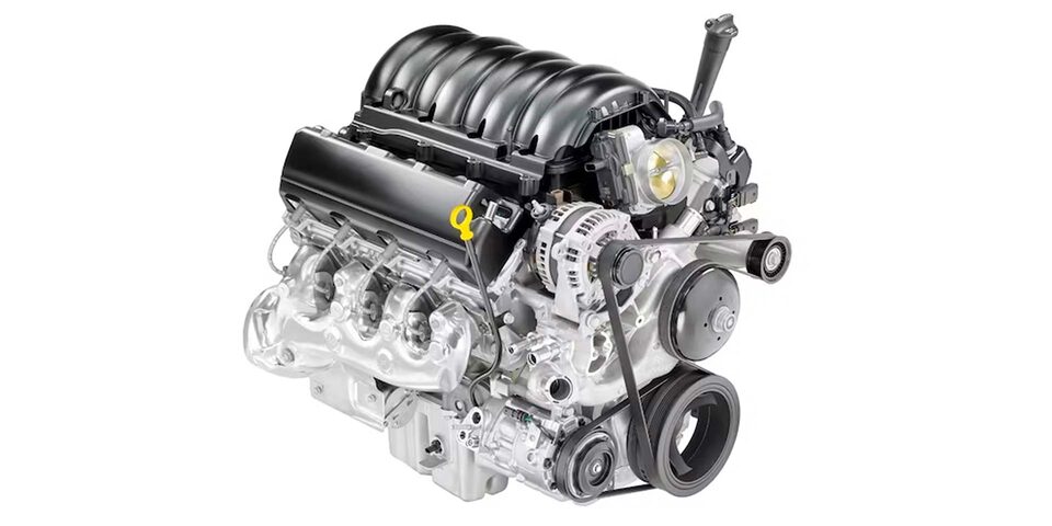 The V8 Engine of the 2024 GMC Sierra 1500 AT4 series.