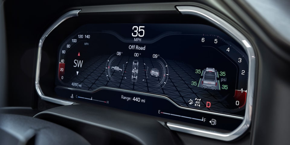 The Driver Information Center on the 2024 GMC Sierra 1500 AT4.