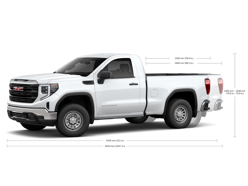 Model of the 2024 Sierra 1500 SLE Regular Cab.