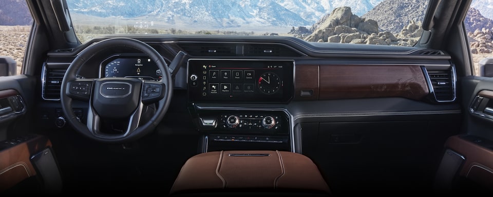 Front interior of the 2024 Sierra HD Denali Ultimate.