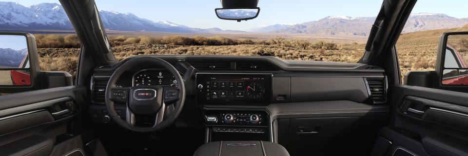 Exclusive Obsidian Rush Interior of the 2024 GMC Sierra HD AT4X.