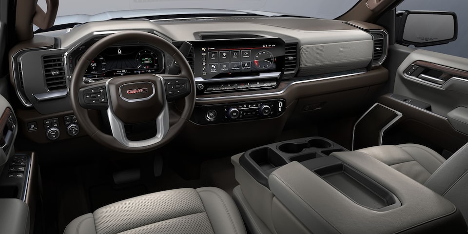 2024 GMC Sierra SLT interior in Dark Walnut.
