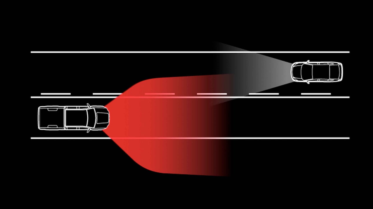 Illustration des phares IntelliBeam du GMC Canyon 2024.
