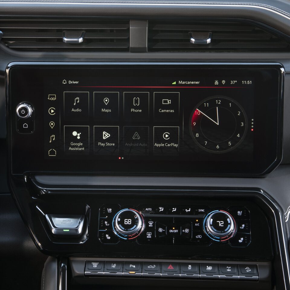 2024 GMC Sierra HD central infotainment touchscreen.