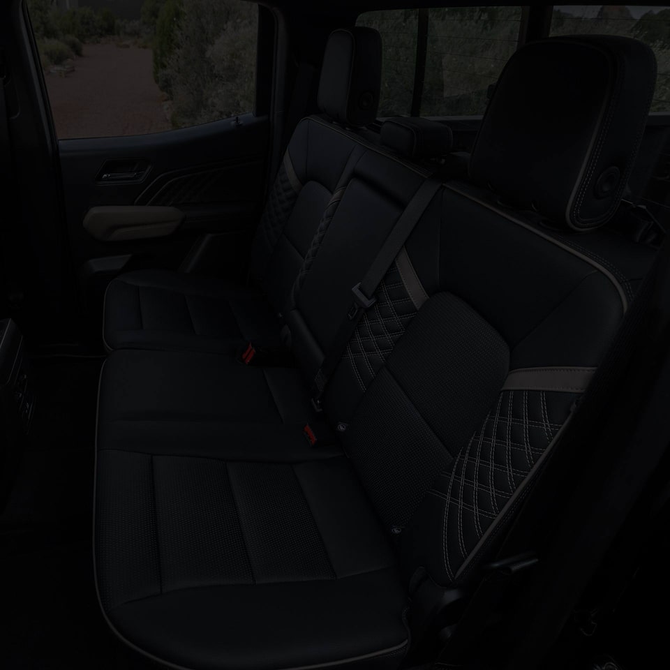 Side view of the 2025 GMC Canyon's Spacious Back Seat Row.